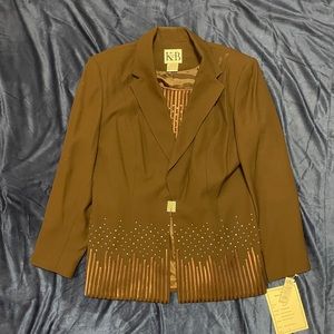 Chocolate Brown Single-Breasted Skirt Suit